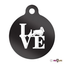 Love Cocker Spaniel Engraved Keychain Round Tag w/tab park english Many Colors
