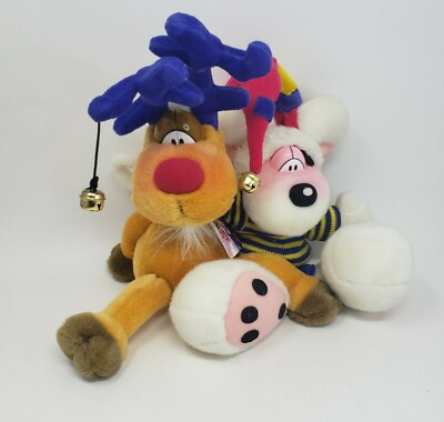 DEPESCHE DIDDL MOUSE + BROWN REINDEER W BELL STUFFED ANIMAL PLUSH