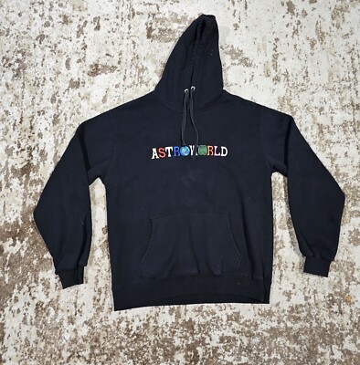 Astroworld Black M Unisex Travis Scott Pullover Hoodie Embroidered