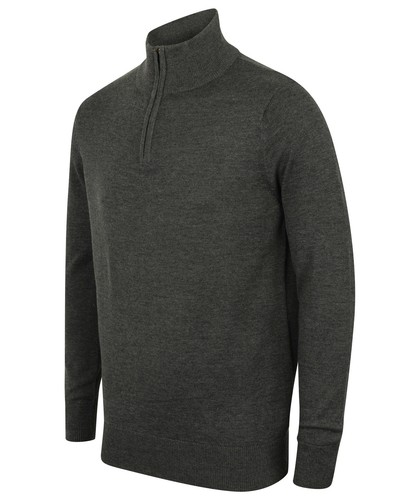 Henbury 1/4 Zip Jumper H729 - Maglione in cotone informale invernale - Foto 9 di 20