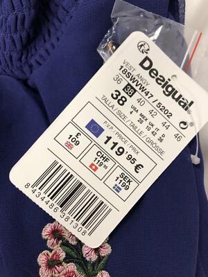 Robe Desigual Violette En Coton Viscose - Taille S - Style évasé Genou - Neuve Avec étiquettes