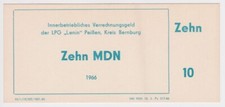 10 MDN Banknote DDR LPG Geld "Lenin" Pei&szlig;en Kreis Bernburg 1966 (155704)