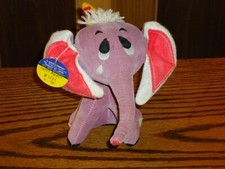 Vintage 60s Dakin Dream Pets Purple "Party Pooper" Elephant Velvet Sawdust W/TAG