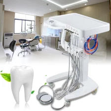 4 Holes Dental Unit System, Portable Mobile Delivery Rolling Box +Air Compressor