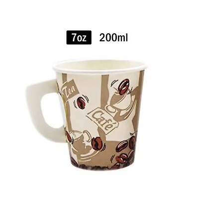 Disposable Coffee Cups With Handle 7oz 200ml Take away Paper Takeaway BULK  AU | eBay Australia