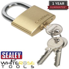 Sealey Padlock Brass Body 50mm Security Keys Lock