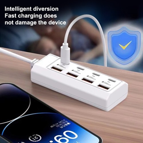 8in1 USB Extend Charger 4Type-C+4USB HUD PD Fast Charging Power Adapter - Zdjęcie 3 z 12
