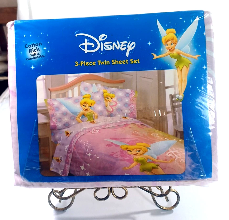 JUEGO DE ROPA DE CAMA DISNEY TINKERBELL WHIMSY TINK 3 PIEZAS SÁBANAS DOBLES NUEVO Disney Store NUEVO CON ETIQUETAS Foto 4 de 4