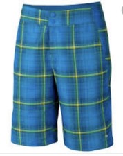 Columbia Waterton Shorts Omni-Shade Sun Protection Hybrid Swim Size 38 Blue Lime