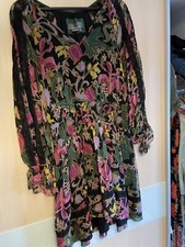 ANTHROPOLOGIE Dress Womens Small S Floral Pattern Genevive Botanical Print Dark