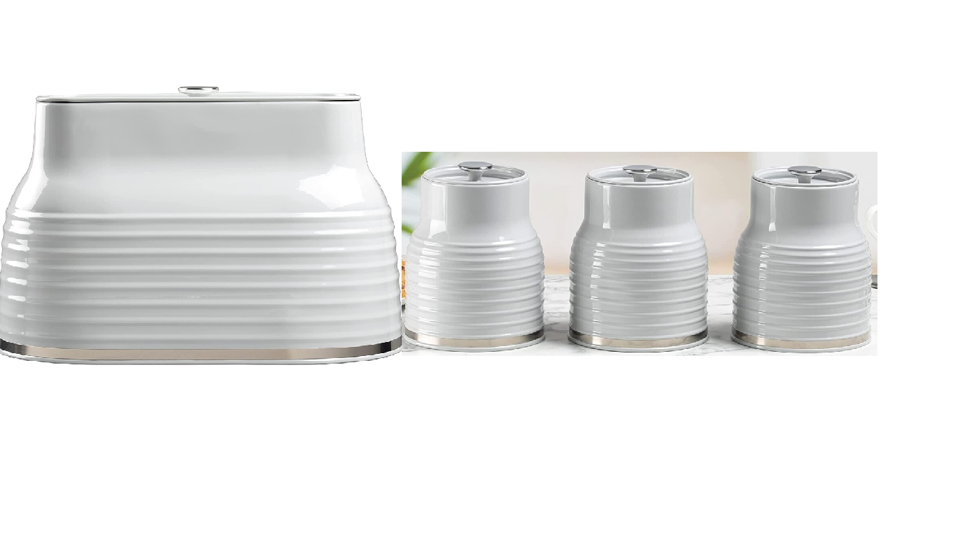 Daewoo Sienna Bread Bin and Canisters, Kitchen Storage Set GREY eBay