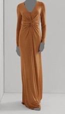 Ralph Lauren Women's Brown Metallic Twisted Jersey Dress Size 10