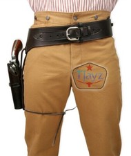 COWBOY 100 LEATHER WESTERN 22 CALIBER PLAIN HOLSTER GUN BELT DROP LOOP RIG SASS