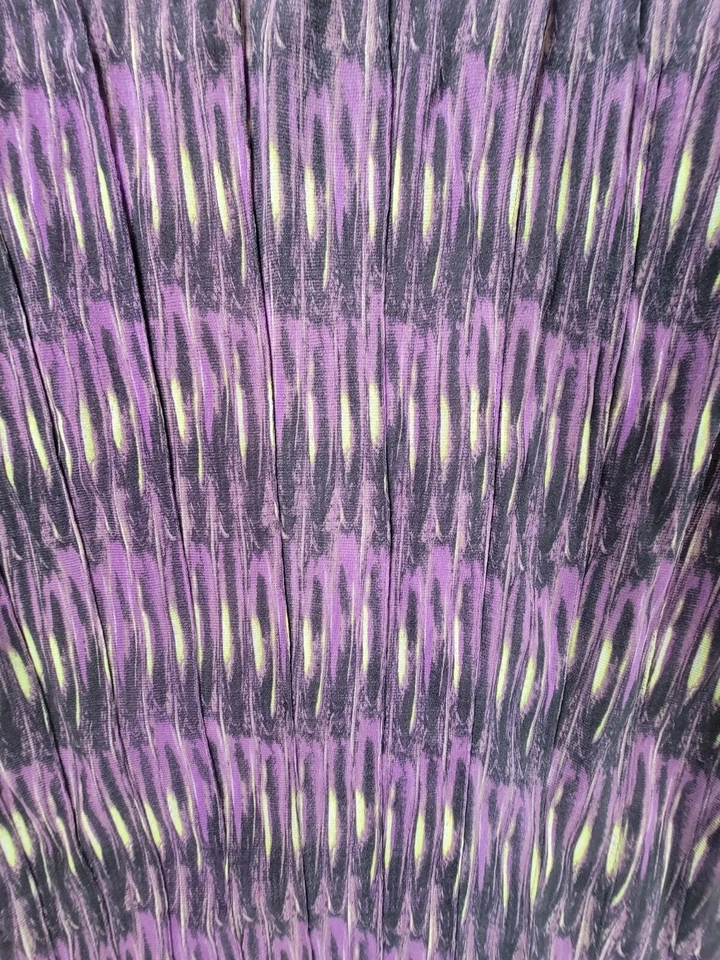 Vivienne Tam 女式打褶中裙 3 码紫色和黑色及膝 A 字 — 第 3/4 张图片