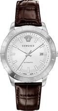 Versace VE2D00121 Univers Automatic white silver brown Leather Men's Watch NEW