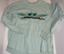DISNEY PARKS STAR WARS GROGU GREEN SPIRIT JERSEY Mens Shirt SIZE LARGE Pre-Owned