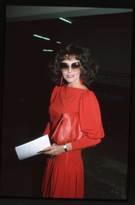 joan collins red dress Joan Collins Dynasty star Candid Red Glamour Dress Original 35mm  Transparency