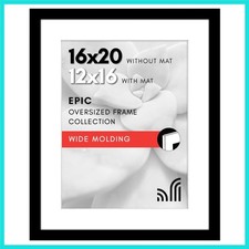 16x20 Picture Frame with Polished Plexiglass - Use as 12x16 Frame with Mat or...