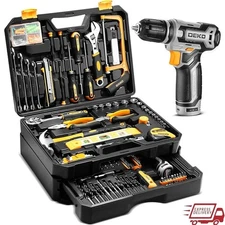 Home Mechanic Toolbox with 12V Power Cordless Drill Hand Repair Tools Sets