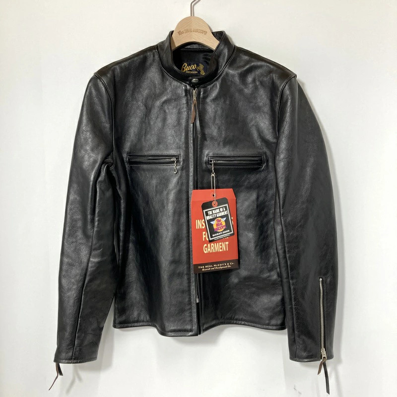 BUCO Leather Rider Jacket Men's Black Horsehide Vintage Size 38