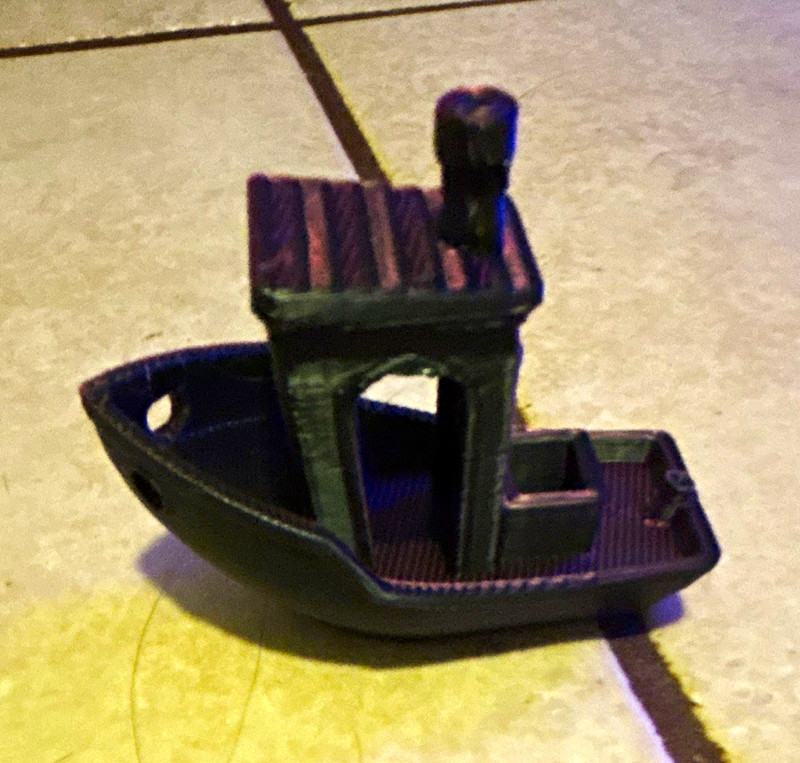 3D Printed Mini Boat Model - Purple/Black Plastic, Ready to Go Pre-Built