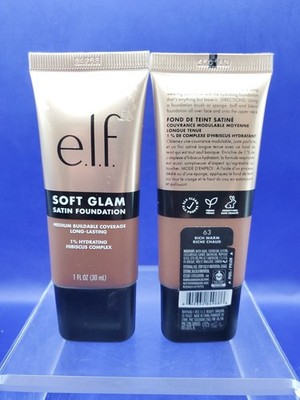 2 Pack ELF Soft Glam Satin Foundation Medium Coverage Long Lasting 63 Rich Warm