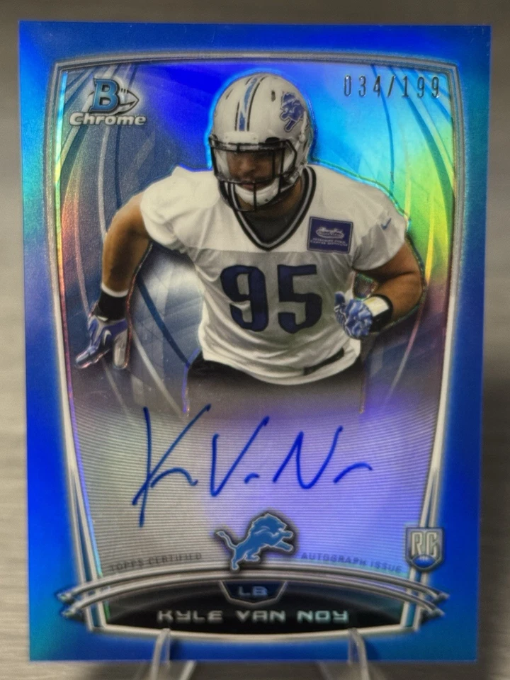 🔥KYLE VAN NOY  2014 Bowman Chrome True Blue Refractor Auto /199 #LIONS/RAVENS🔥 - Image 3 of 4