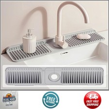 23.6" Silicone Faucet Mat Gray 6 Slope Quick-Dry Splash Guard Sink Drip Catcher