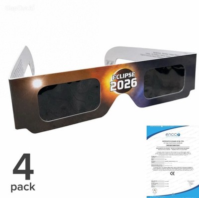 4x Solar Eclipse Glasses 2026 ISO 12312-2 CE Certified Ships from Germany