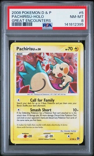 PSA 8 - Pachirisu - Holo 5/106 Diamond & Pearl Great Encounters 2008 Pokemon