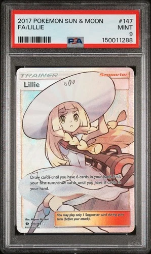 2017 POKEMON SUN & MOON #147 FULL ART/LILLIE PSA 9