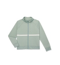 Athletic Works Girls Two-Tone Sweat Jacket, Multi-Size - Green - Brand New