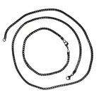 Midnight Fox Duo Foxtail Chain & Bracelet Stainless Steel Black - 60cm + 21