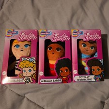 Lot of 3 Micro Teenies BARBIE 3" Plush Dolls 1st Barbie/Blk Barbie/Totally Hair"
