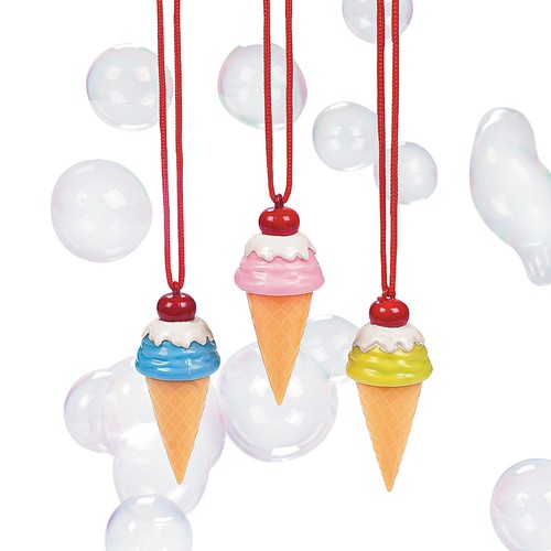 3 1/2" Ice Cream Cone-Shaped Bubble Bottle Necklaces - 12 Pc. - 第 1/1 張圖片