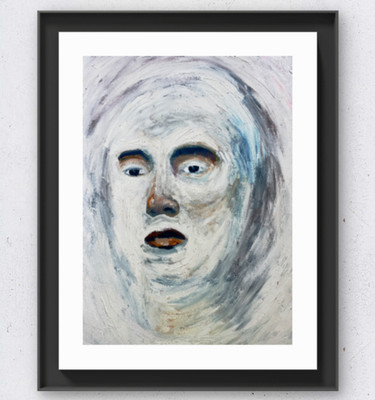 Original Expressionist 12x16 Portrait Ölgemälde Leinwand signiert Modern Home Dec