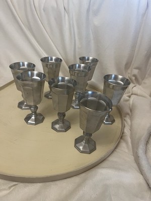 Lot 8 Gorham Pewter PH36 Octette 5'' Stemmed Water Goblets Vintage Wine Glasses