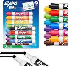 Chisel Tip Dry Erase Markers 12 Pack Low Odor Assorted