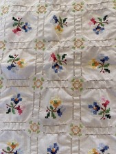 Vintage Square  Table Topper  Cross Stitch Fl...
