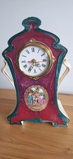  Attractive Antique Porcelain Mantle Clock.  Depicting Roman family scene. 