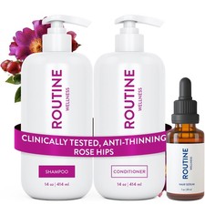 Routine Wellness Shampoo and Conditioner Set and Hair Serum for Thinning Hair...