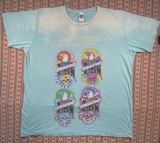 Acid washed Ed Hardy Christian Audigier T-Shirt eagle panel made in usa