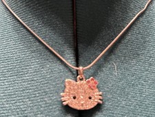 18 Silver Colored Necklace With Bejewelled Hello Kitty Charm with lobster clasp