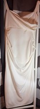Cider White Satin Ruched Maxi Dress Asymmetric Neck Sleeveless Size XL