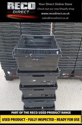 10 x USED BLACK 60x40x16cm BALE ARM TRAY STACKING BOX CRATE SUPERMARKETS SHOP - Image 1 of 2