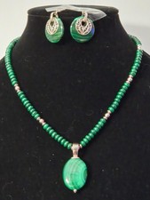 Genuine Malachite and sterling silver set