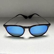 Ray-Ban Erika Classic Sunglasses Black Frame Blue Mirrored Lens Case