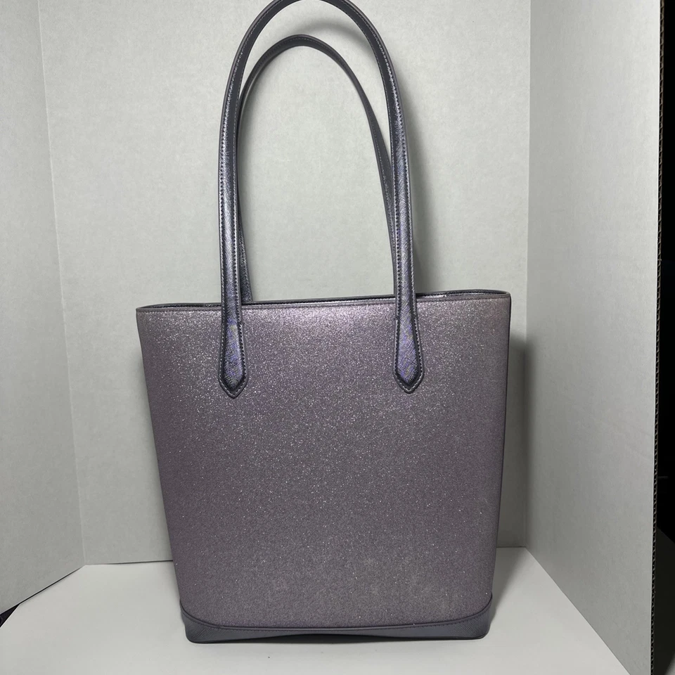 Bolso de hombro para mujer Kate Spade New York oropel tela brillante lila escarcha Foto 4 de 4