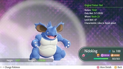 Nidoking Shiny 6IVS Max AV Pokemon Lets'Go Pikachu/Eevee