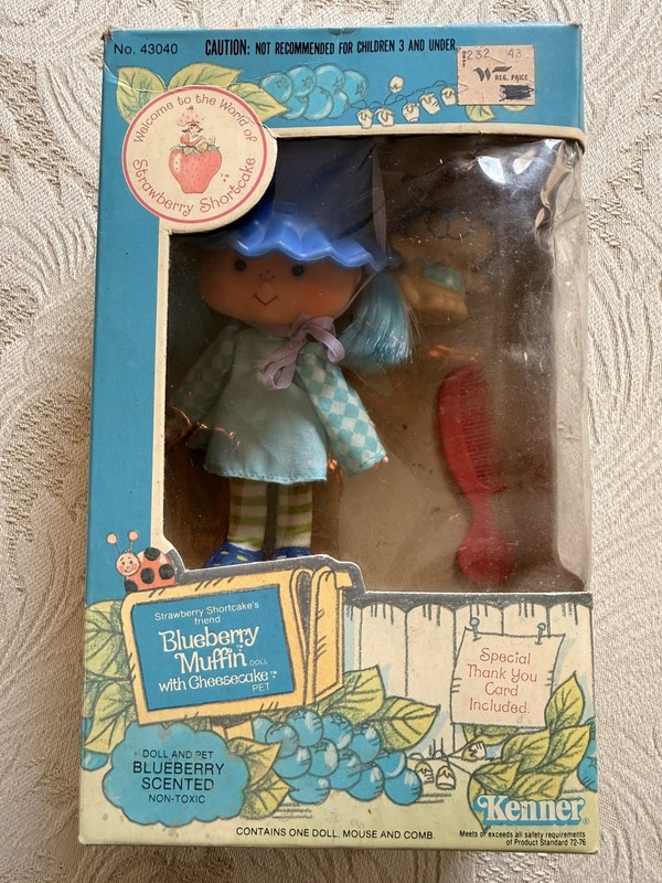 Vintage 1980s Kenner Strawberry Shortcake Blueberry Muffin with Cheesecake Doll